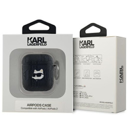 Karl Lagerfeld Monogram Choupette Head dėklas, skirtas AirPods 1/ 2 - juodas
