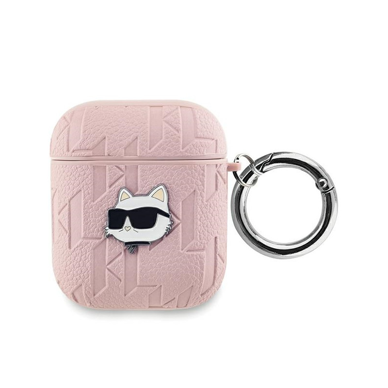Karl Lagerfeld Monogram Choupette Head dėklas, skirtas AirPods 1/ 2 – rožinis