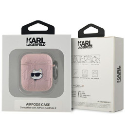 Karl Lagerfeld Monogram Choupette Head dėklas, skirtas AirPods 1/ 2 – rožinis