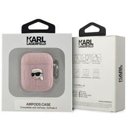 Karl Lagerfeld Monogram Karl Head dėklas, skirtas AirPods 1/ 2 – rožinis