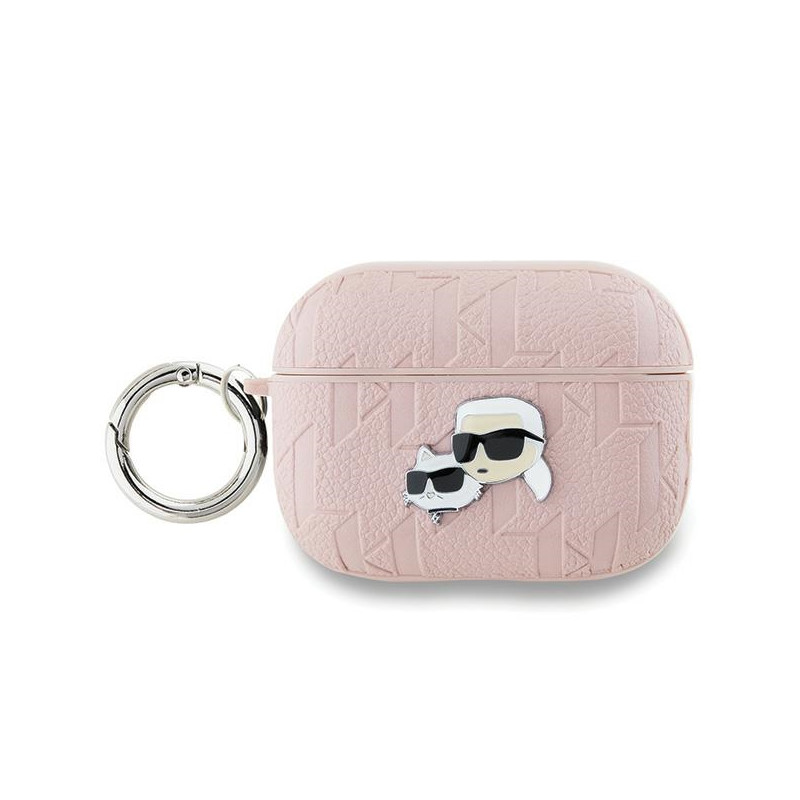 Karl Lagerfeld Monogram Karl & Choupette Head dėklas, skirtas AirPods Pro 2 – rožinis