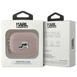 Karl Lagerfeld Monogram Karl & Choupette Head dėklas, skirtas AirPods Pro 2 – rožinis