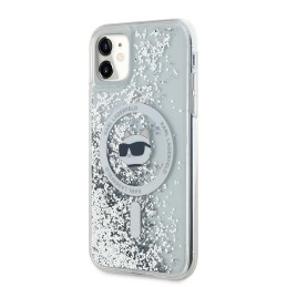 Karl Lagerfeld Liquid Glitter Choupette Head MagSafe dėklas, skirtas iPhone 11 / Xr – skaidrus