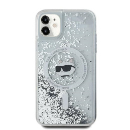 Karl Lagerfeld Liquid Glitter Choupette Head MagSafe dėklas, skirtas iPhone 11 / Xr – skaidrus