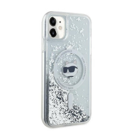 Karl Lagerfeld Liquid Glitter Choupette Head MagSafe dėklas, skirtas iPhone 11 / Xr – skaidrus
