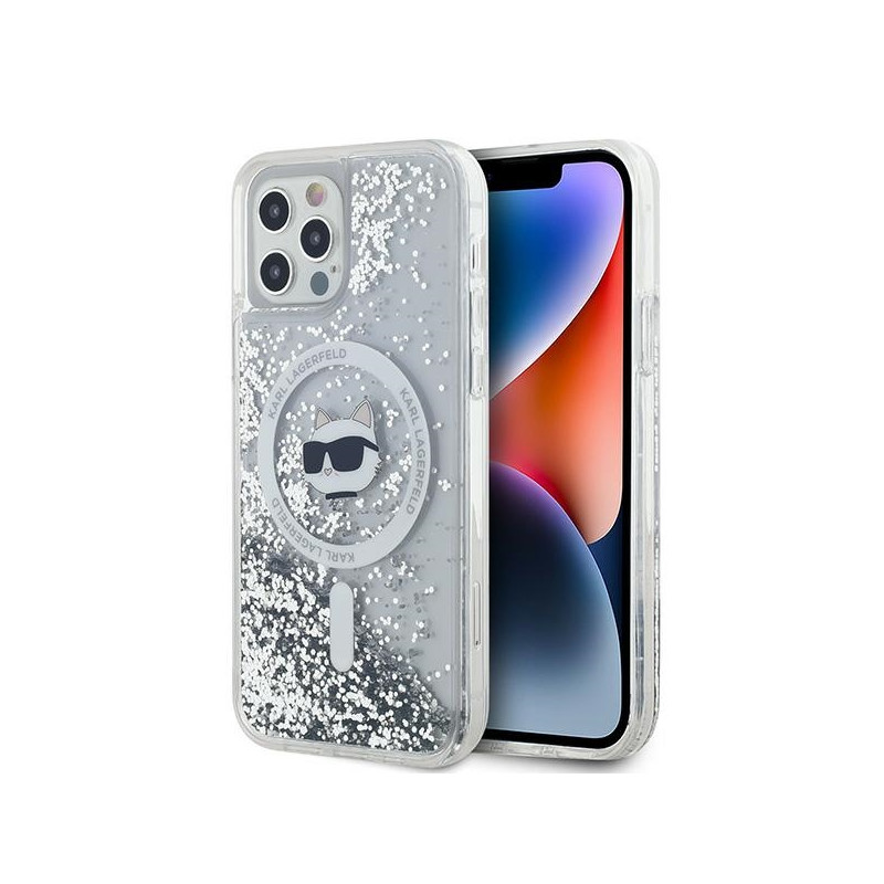 Karl Lagerfeld Liquid Glitter Choupette Head MagSafe dėklas, skirtas iPhone 12/ 12 Pro – skaidrus