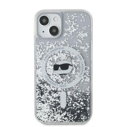 Karl Lagerfeld Liquid Glitter Choupette Head MagSafe dėklas iPhone 13 - skaidrus