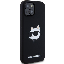 Karl Lagerfeld silikoninė Choupette Head MagSafe dėklas, skirtas iPhone 15 Plus / 14 Plus - juodas
