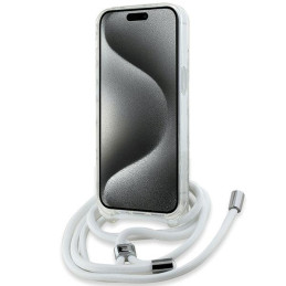 Karl Lagerfeld IML Crossbody Monogram Karl & Choupette Head MagSafe dėklas, skirtas iPhone 15/ 14/ 13 – skaidrus