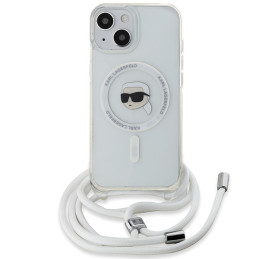 Karl Lagerfeld Crossbody IML Karl Head MagSafe dėklas, skirtas iPhone 15 / 14 / 13 - skaidrus
