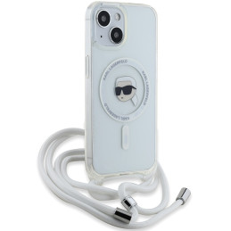 Karl Lagerfeld Crossbody IML Karl Head MagSafe dėklas, skirtas iPhone 15 / 14 / 13 - skaidrus
