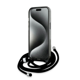 Karl Lagerfeld IML Crossbody Monogram Karl & Choupette Head MagSafe dėklas, skirtas iPhone 15/ 14/ 13 – juodas