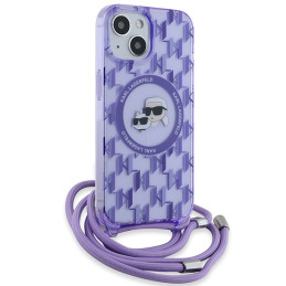 Karl Lagerfeld IML Crossbody Monogram Karl & Choupette Head MagSafe dėklas, skirtas iPhone 15 / 14 / 13 - violetinė