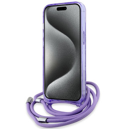 Karl Lagerfeld IML Crossbody Monogram Karl & Choupette Head MagSafe dėklas, skirtas iPhone 15 / 14 / 13 - violetinė