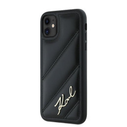 Karl Lagerfeld Diagonal Quilted Script dėklas, skirtas iPhone 11 / Xr - juodas