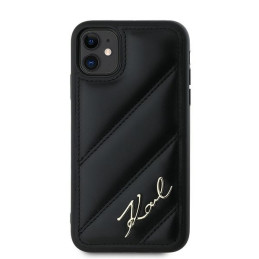 Karl Lagerfeld Diagonal Quilted Script dėklas, skirtas iPhone 11 / Xr - juodas