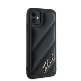 Karl Lagerfeld Diagonal Quilted Script dėklas, skirtas iPhone 11 / Xr - juodas