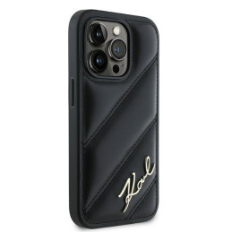 Karl Lagerfeld Diagonal Quilted Script dėklas, skirtas iPhone 13 Pro / 13 - juodas