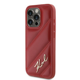 Karl Lagerfeld Diagonal Quilted Script dėklas, skirtas iPhone 15 Pro - raudonas
