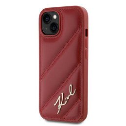 Karl Lagerfeld Diagonal Quilted Script dėklas, skirtas iPhone 15 / 14 / 13 - raudonas