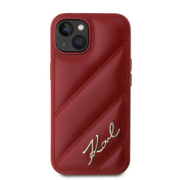 Karl Lagerfeld Diagonal Quilted Script dėklas, skirtas iPhone 15 / 14 / 13 - raudonas