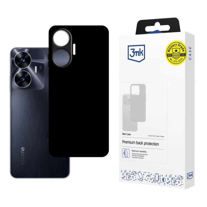 3mk matinis dėklas, skirtas Realme C55 - juodas