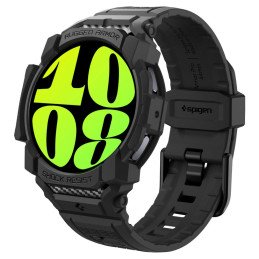 Spigen Rugged Armor Pro dėklas su dirželiu, skirtas Samsung Galaxy Watch 7 (40 mm) - juodas