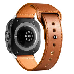 Tech-Protect LeatherFit dirželis, skirtas Samsung Galaxy Watch Ultra (47 mm) - rudas