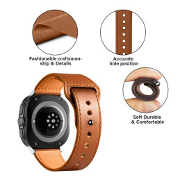 Tech-Protect LeatherFit dirželis, skirtas Samsung Galaxy Watch Ultra (47 mm) - rudas