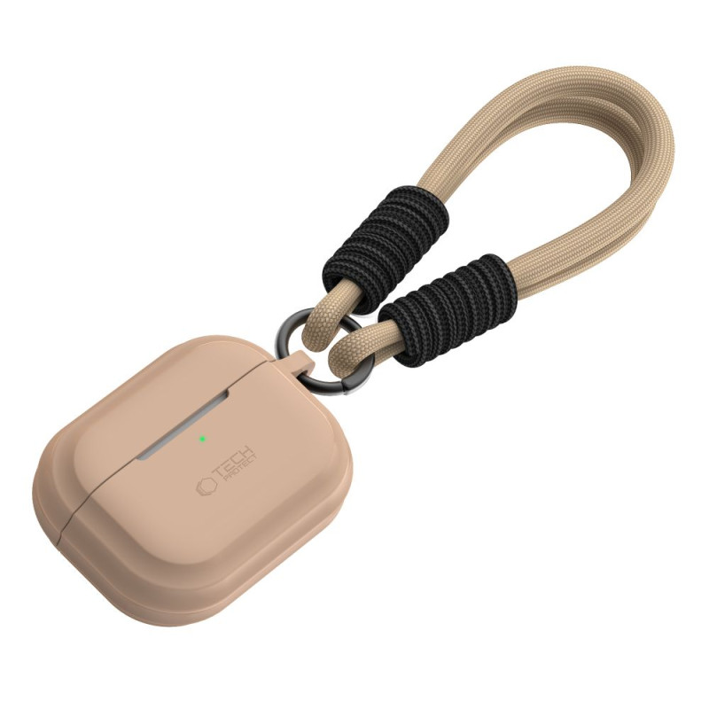Tech-Protect silikoninis virvės dėklas, skirtas Apple AirPods Pro 1/ 2 – šviesiai rudas