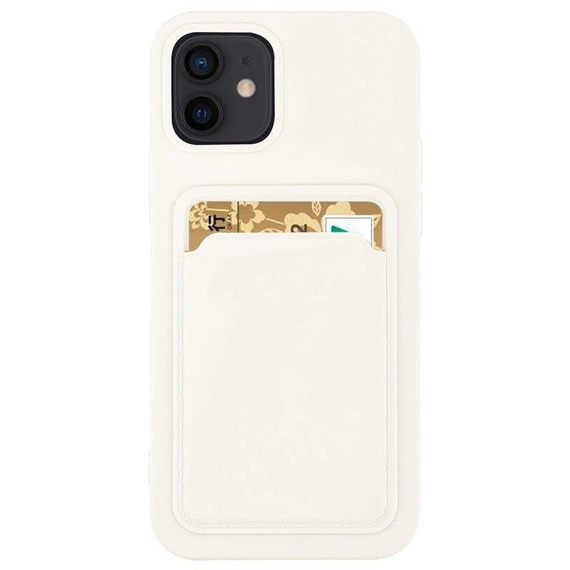 Kortelės dėklas, silikoninis piniginės dėklas su kortelės lizdu dokumentams, skirtas Samsung Galaxy A22 4G White