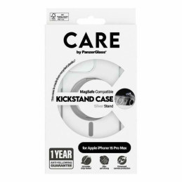 CARE by PanzerGlass Kickstand Case MagSafe, skirtas iPhone 15 Pro Max – sidabrinis