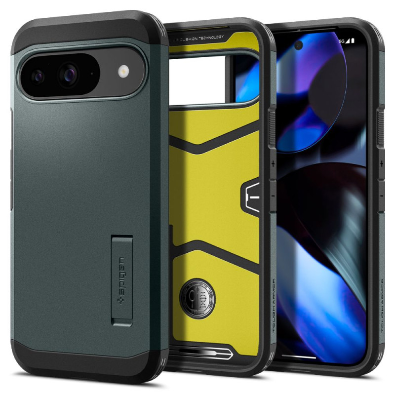 Spigen Tough Armor dėklas, skirtas Google Pixel 9 / 9 Pro – žalias