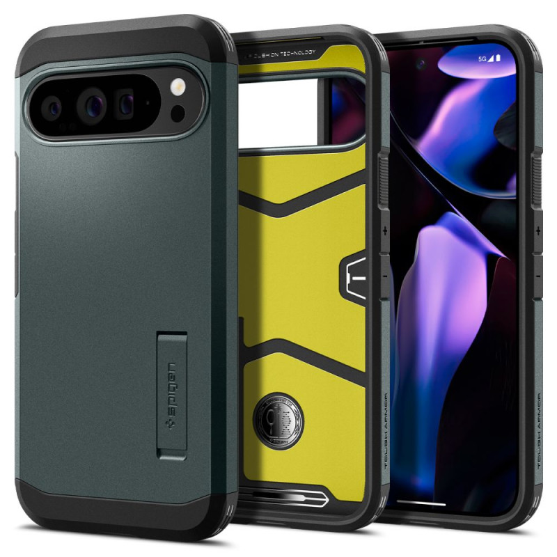 Spigen Tough Armor dėklas, skirtas Google Pixel 9 Pro XL – žalias