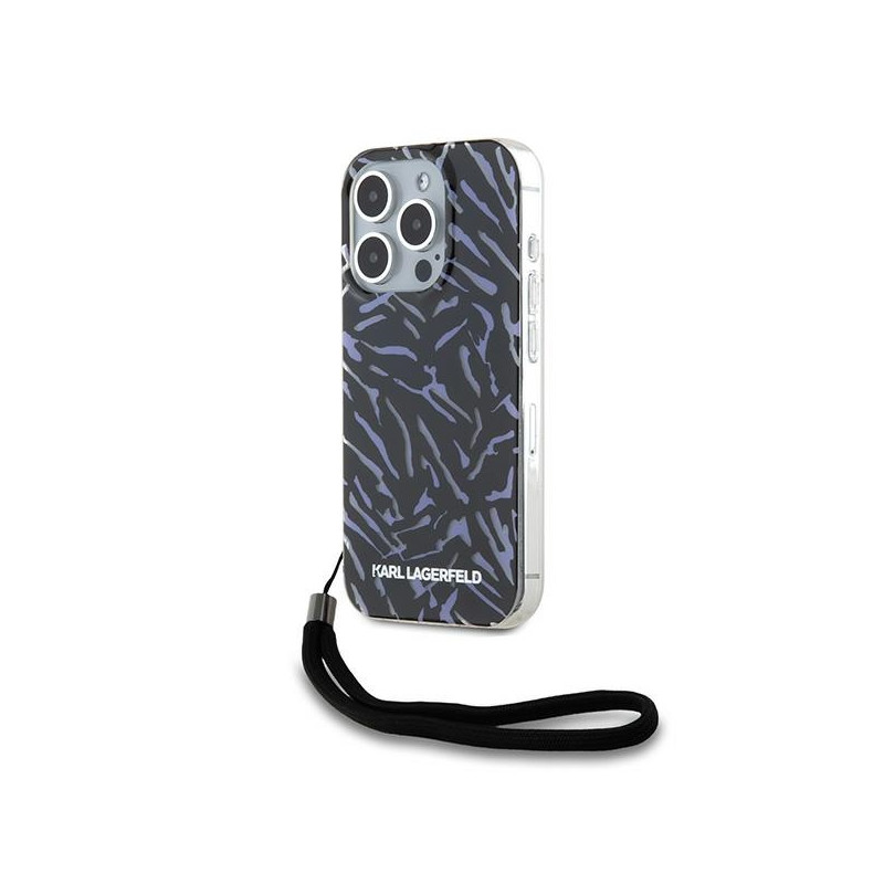 Karl Lagerfeld Zebra With Cord dėklas, skirtas iPhone 15 Pro Max - violetinė