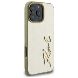 Karl Lagerfeld Metal Signature dėklas, skirtas iPhone 16 Pro Max - auksinis