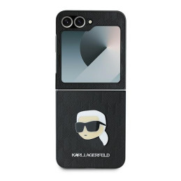 Karl Lagerfeld Saffiano Monogram dėklas, skirtas Samsung Galaxy Z Flip 6 - juodas