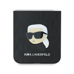 Karl Lagerfeld Saffiano Monogram dėklas, skirtas Samsung Galaxy Z Flip 6 - juodas