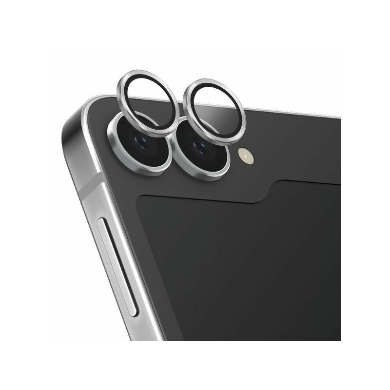 UNIQ Optix aliuminio grūdintas stiklas objektyvui su aplikatoriumi Samsung Galaxy Z Flip 6 - baltas