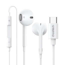 Choetech USB-C 1,2m į ausis įdedamos ausinės – baltos