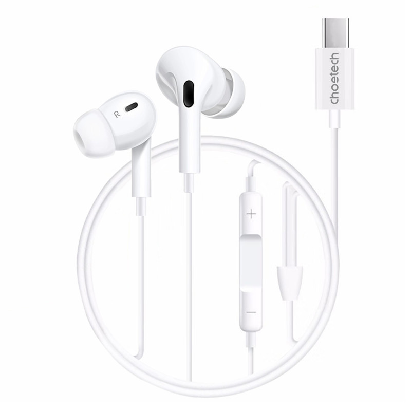 Choetech OC-A011 USB-C į ausis įdedamos ausinės 1,2m - baltos