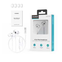 Choetech OC-A011 USB-C į ausis įdedamos ausinės 1,2m - baltos