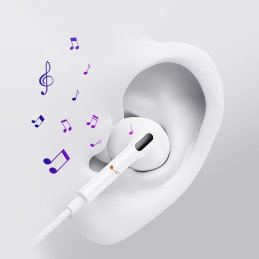 Choetech OC-A011 USB-C į ausis įdedamos ausinės 1,2m - baltos