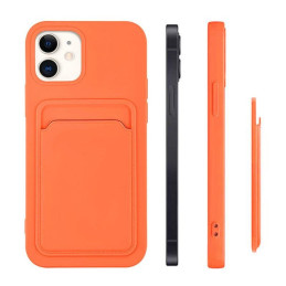 Card Case silikoninis piniginės dėklas su kišene kortelėms ir dokumentams Samsung Galaxy A12 rožinė
