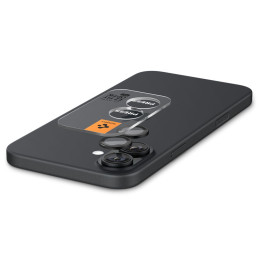 Spigen Glass tR EZ Fit Optik Pro grūdintas stiklas, skirtas iPhone 16 Plus kamerai (2 vnt) - juodas