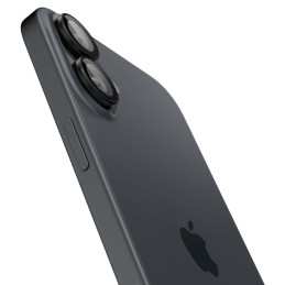 Spigen Glass tR EZ Fit Optik Pro grūdintas stiklas, skirtas iPhone 16 Plus kamerai (2 vnt) - juodas