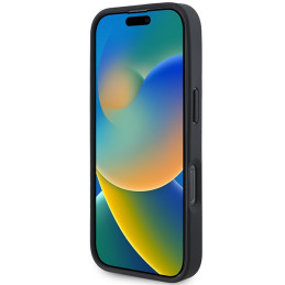 BMW Signature Leather Crossing Lines Pattern dėklas iPhone 16 Pro - juodas