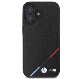 BMW Carbon Tricolor Line MagSafe dėklas iPhone 16 Plus - juodas