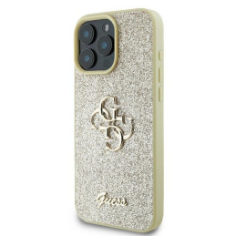 Guess Fixed Glitter Big 4G dėklas iPhone 16 Pro - auksinis