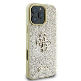 Guess Fixed Glitter Big 4G dėklas iPhone 16 Pro - auksinis